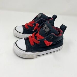 Converse All Star High Top Sneakers Shoes Kids Toddler Size 6 Red Black Slip On